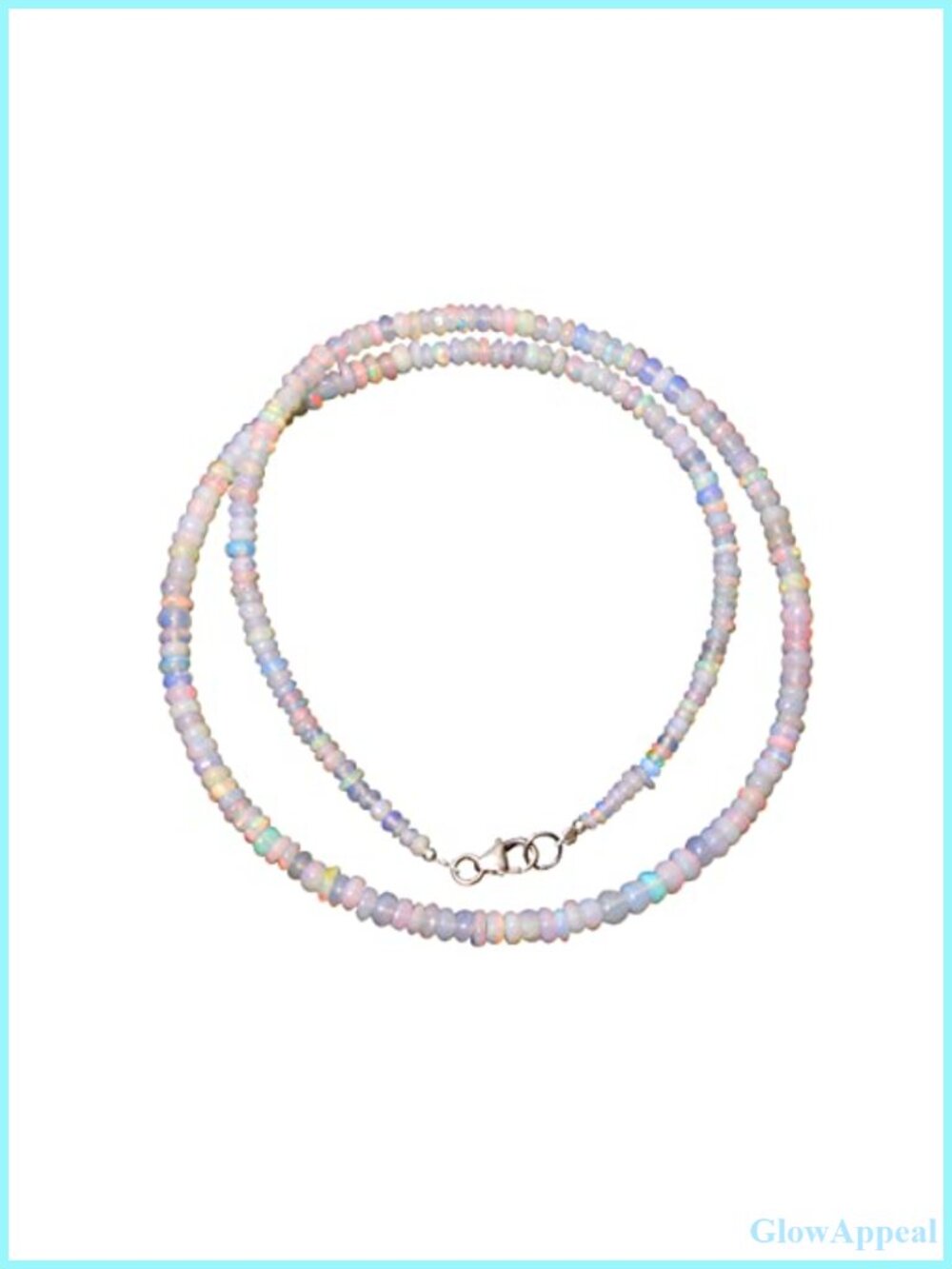 Ethiopian Opal Beaded Necklace 925 Sterling Silver 20" Handmade